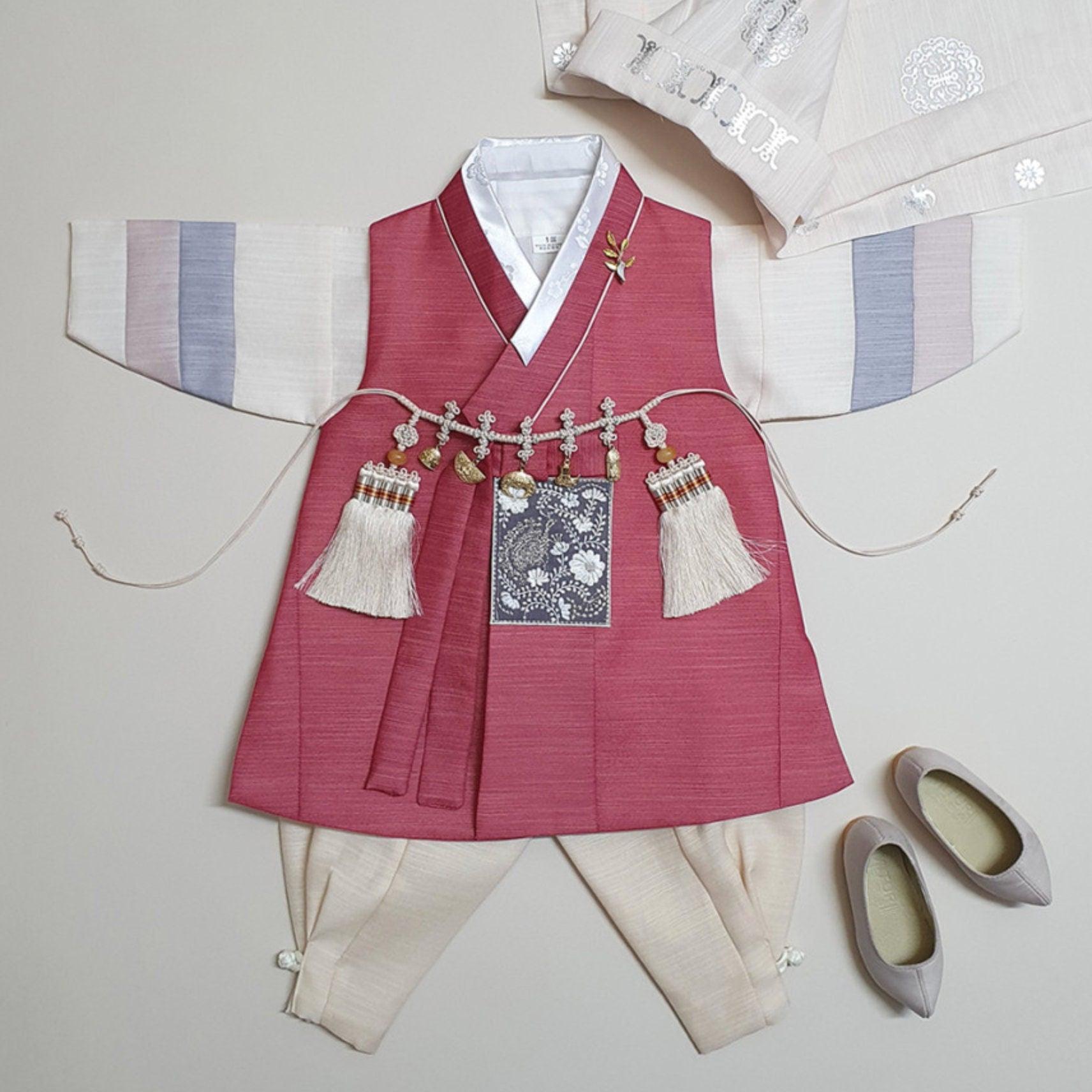 Sungju Indie Red Stripe Boy Hanbok (100D-10YR) - Native Korean