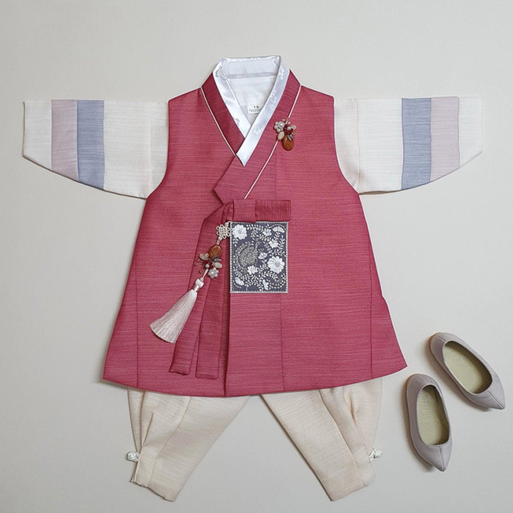 Sungju Indie Red Stripe Boy Hanbok (100D-10YR) - Native Korean