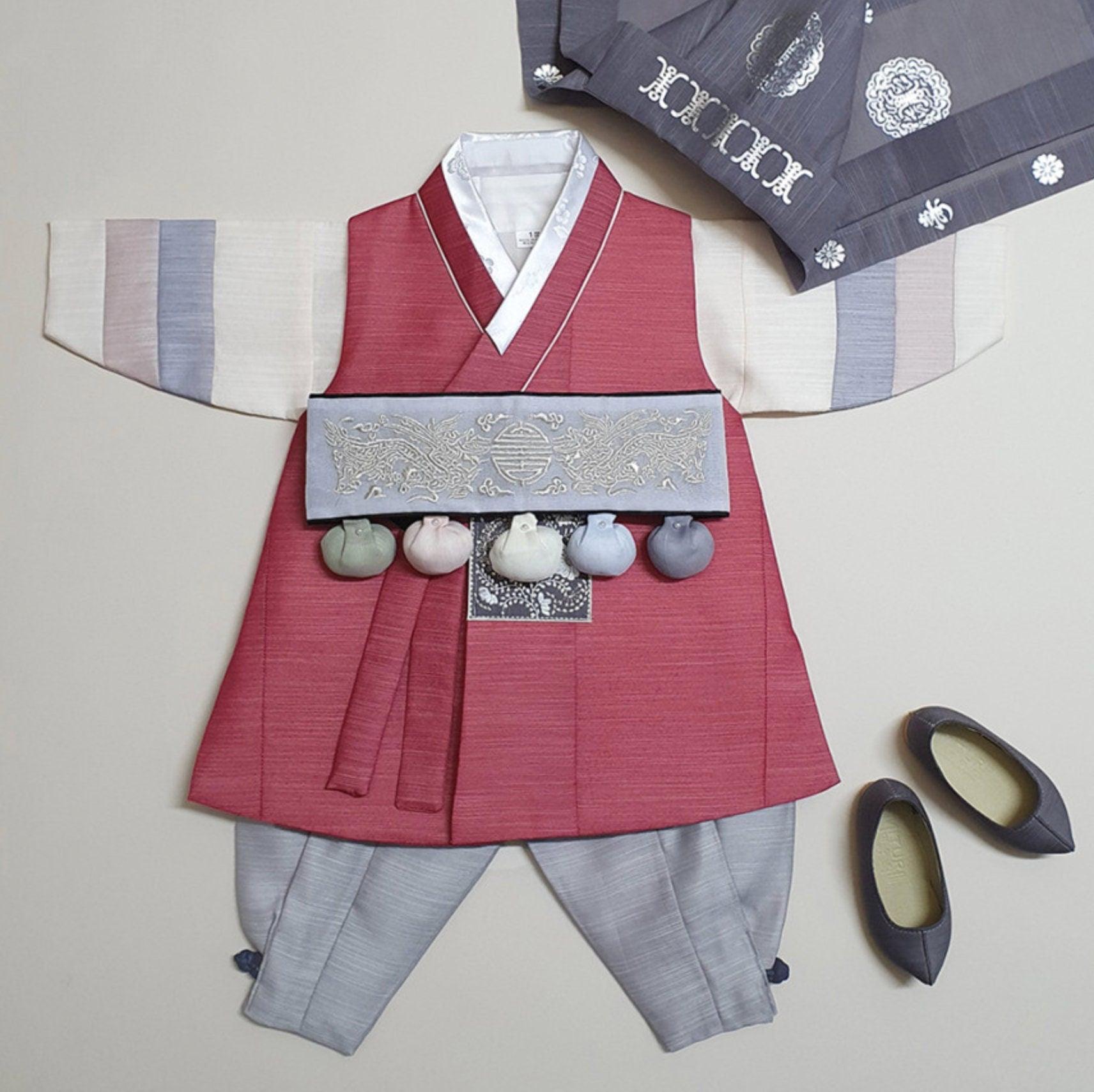 Sungju Indie Red Stripe Boy Hanbok (100D-10YR) - Native Korean