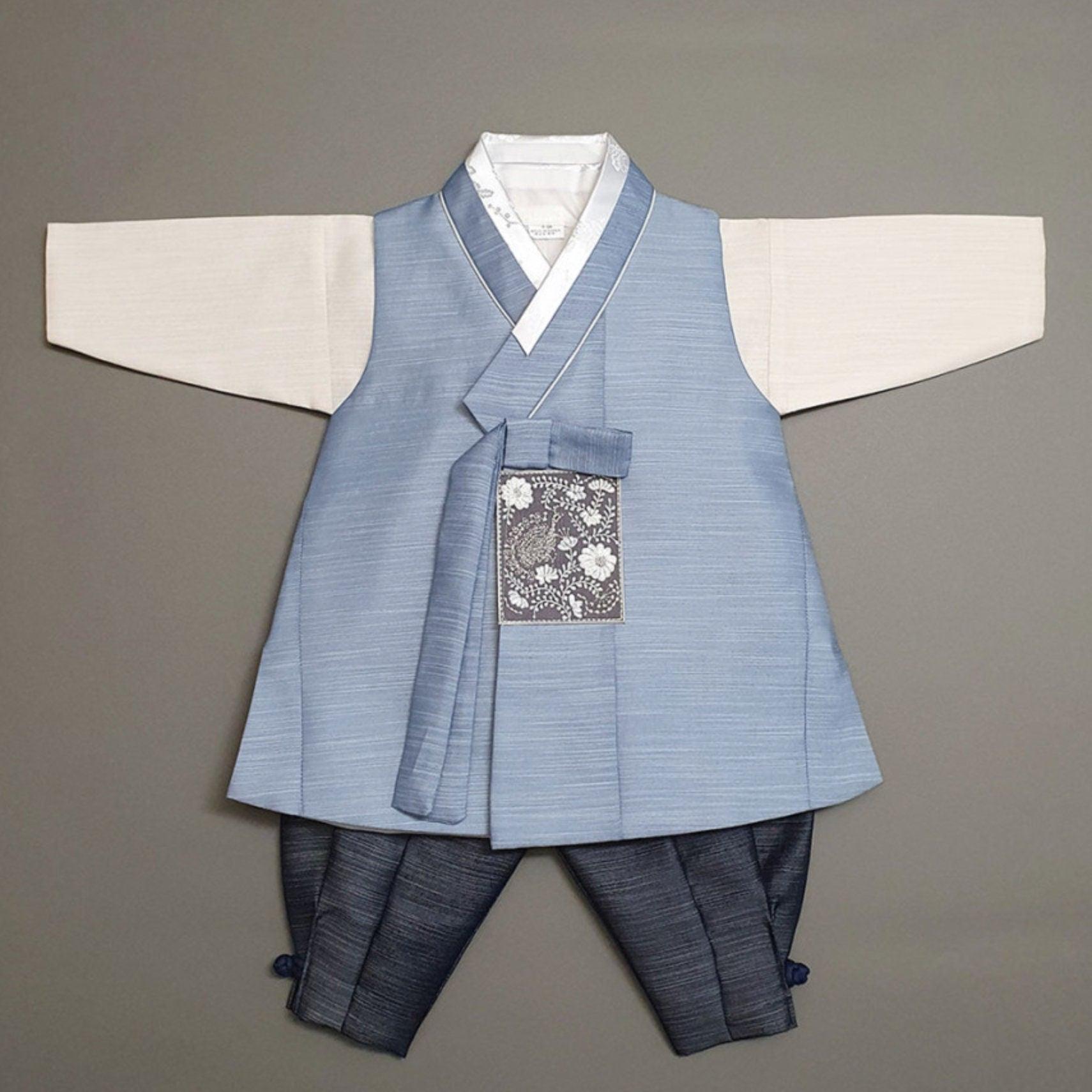 Sungju Light Blue Solid Boy Hanbok (100D-10YR) - Native Korean