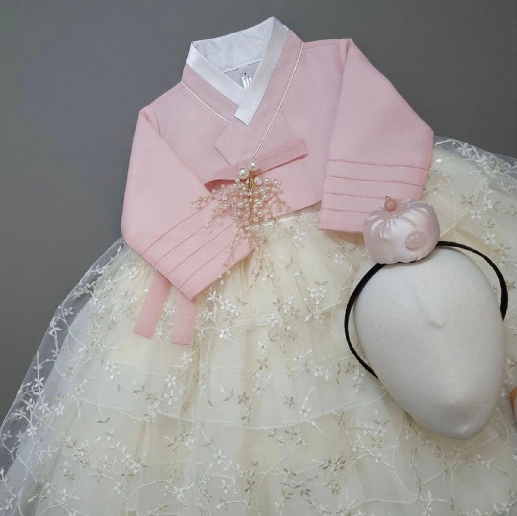 Suzie Pink Maxi Dress Girl Hanbok (1-12YR) - Native Korean