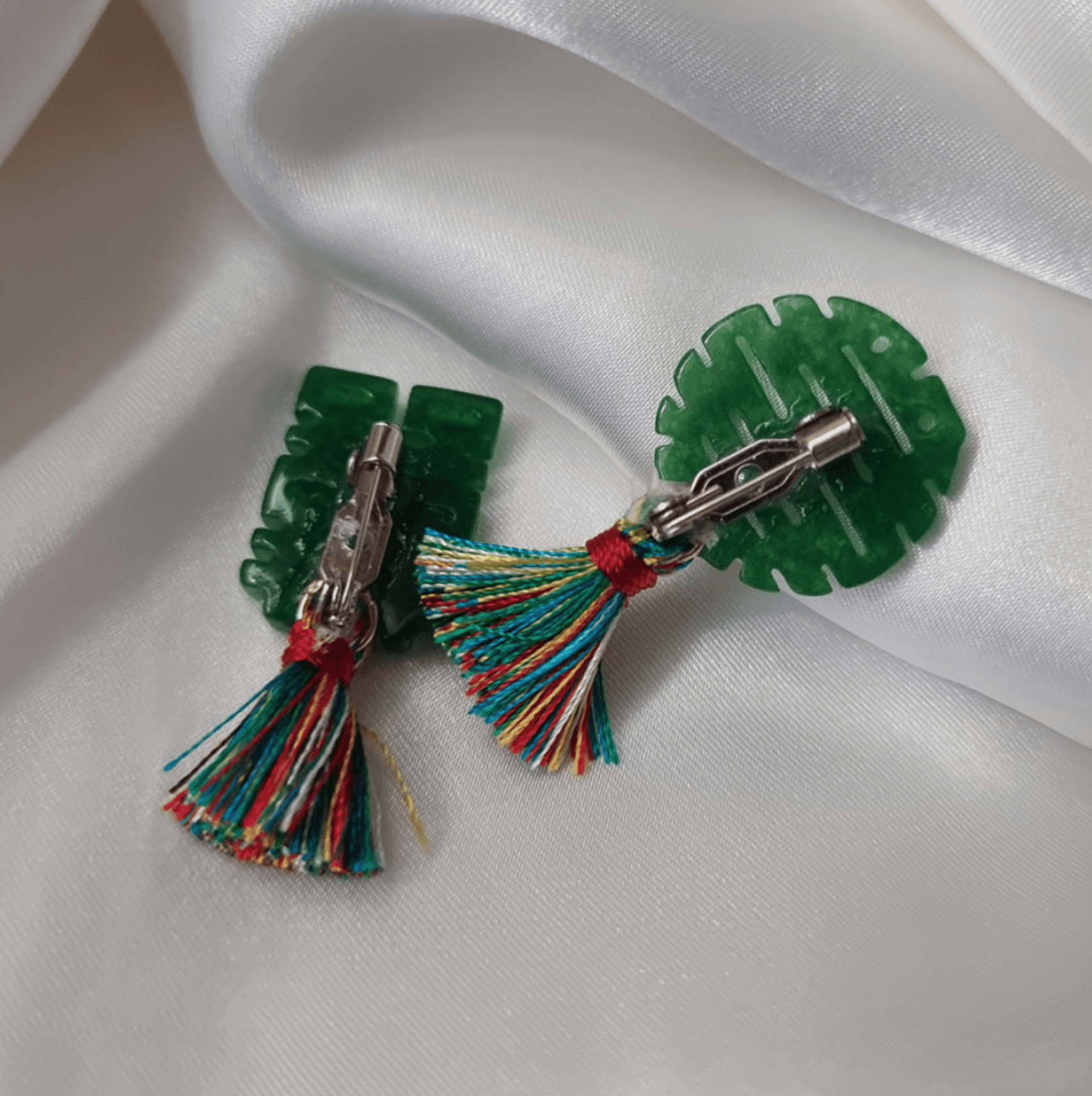 Traditional Jade Tassel Brooch - Native Korean