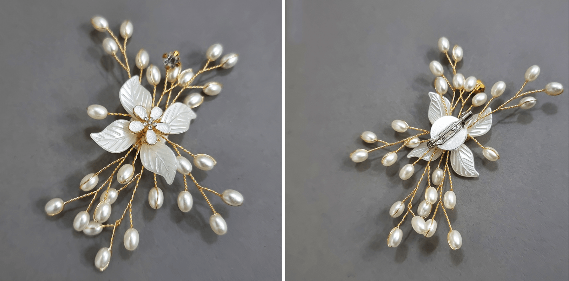 White Pearl Flower Brooch - Native Korean