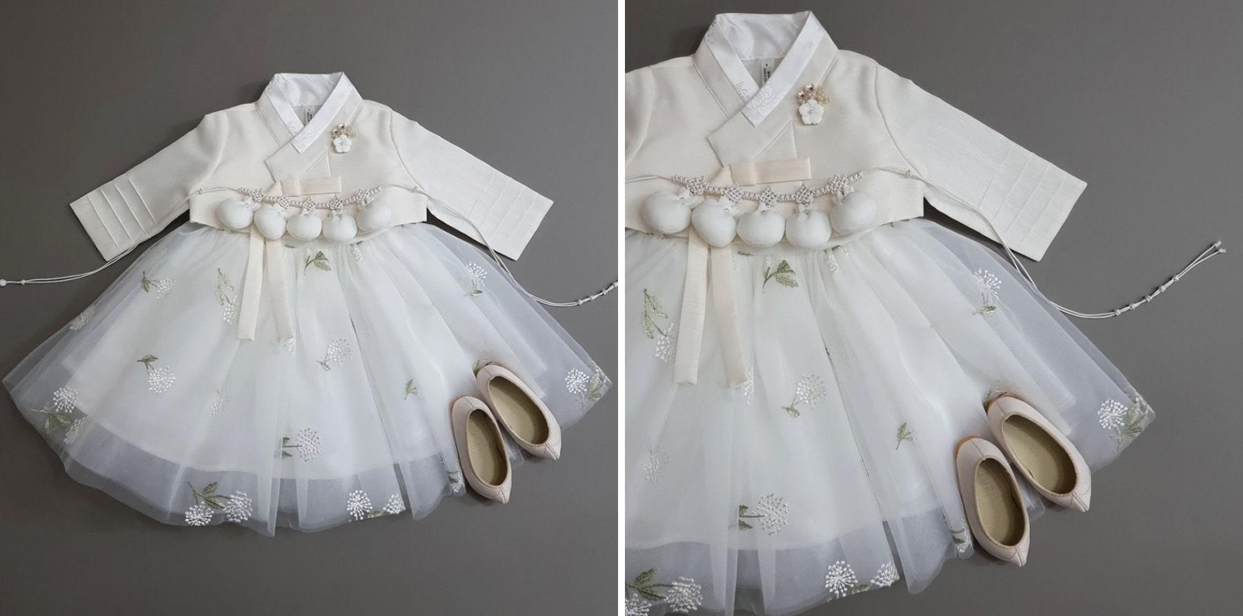 Xia White Dress Girl Hanbok(100D-8YR) - Native Korean