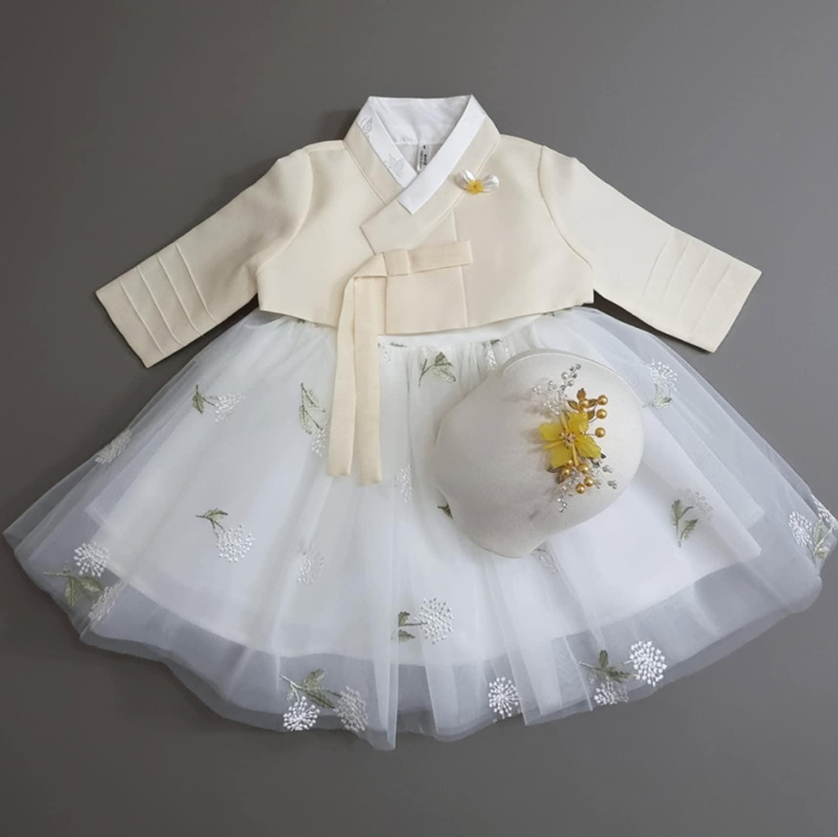 Xia White Dress Girl Hanbok(100D-8YR) - Native Korean