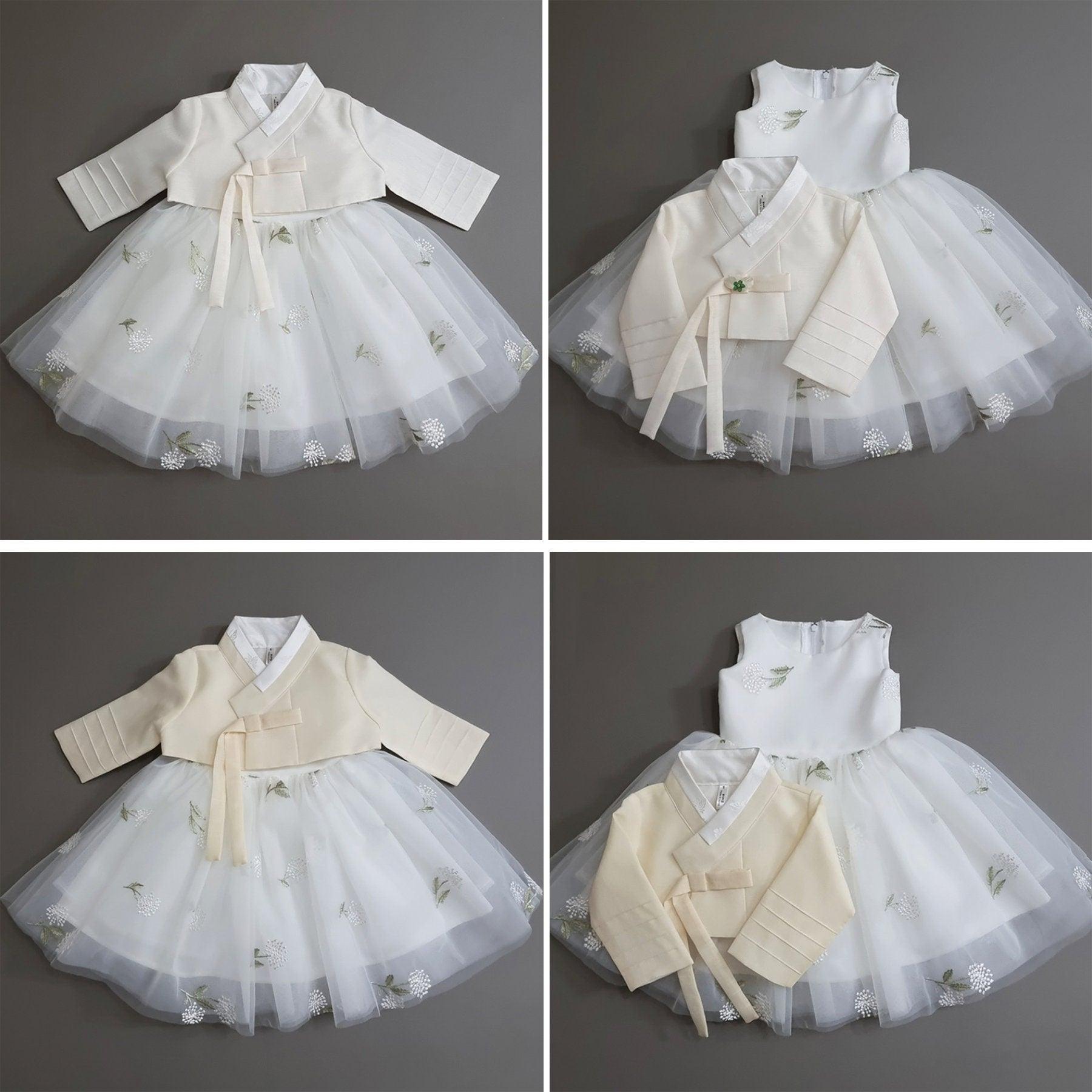 Xia White Dress Girl Hanbok(100D-8YR) - Native Korean