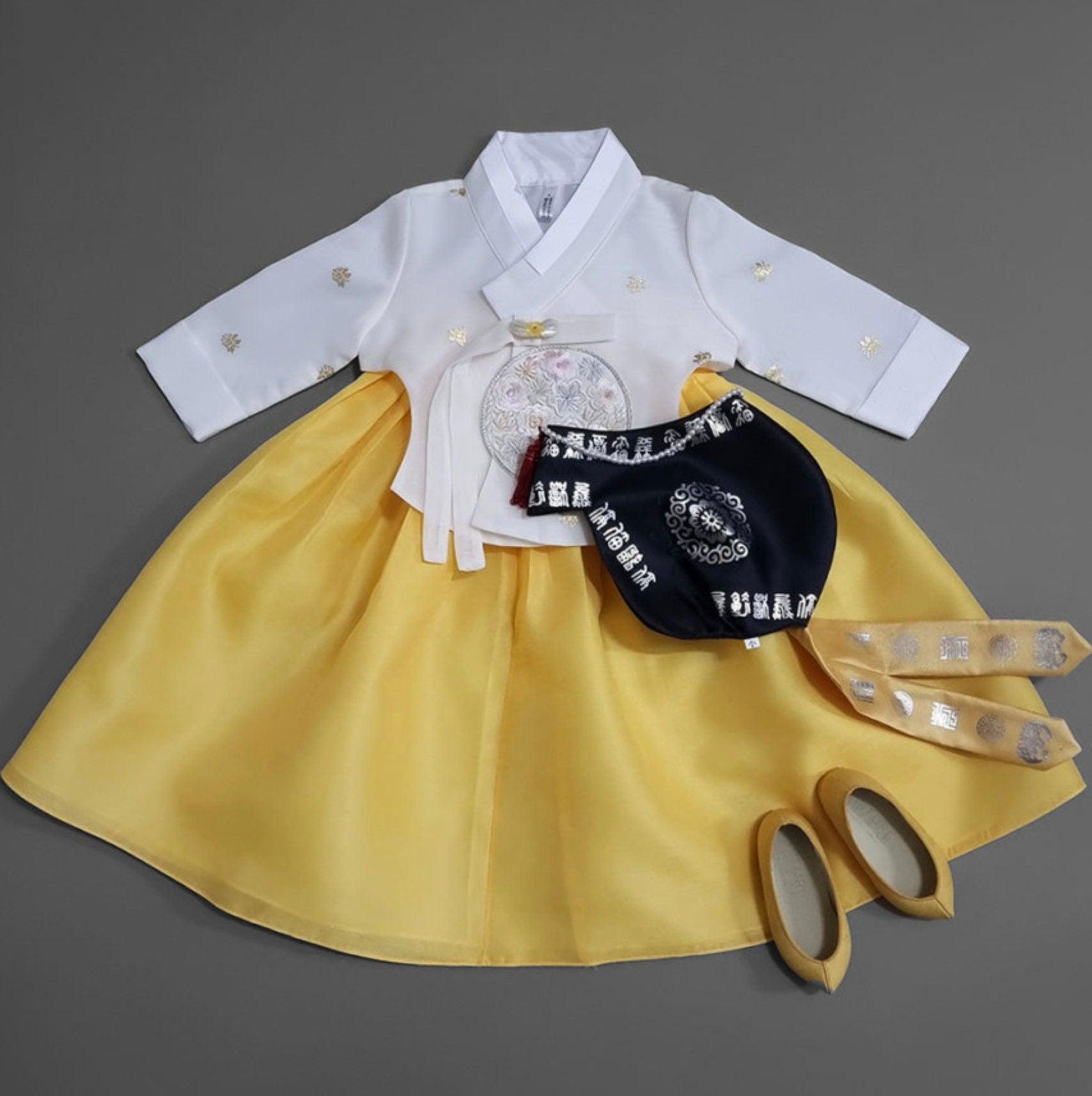 Yebon Gold Foil Yellow Girl Hanbok (100D-12YR) - Native Korean