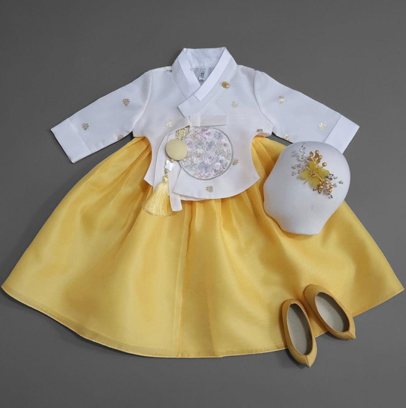 Yebon Gold Foil Yellow Girl Hanbok (100D-12YR) - Native Korean