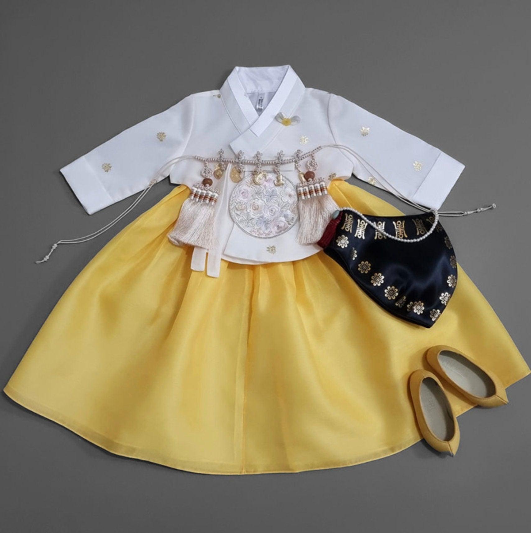 Yebon Gold Foil Yellow Girl Hanbok (100D-12YR) - Native Korean