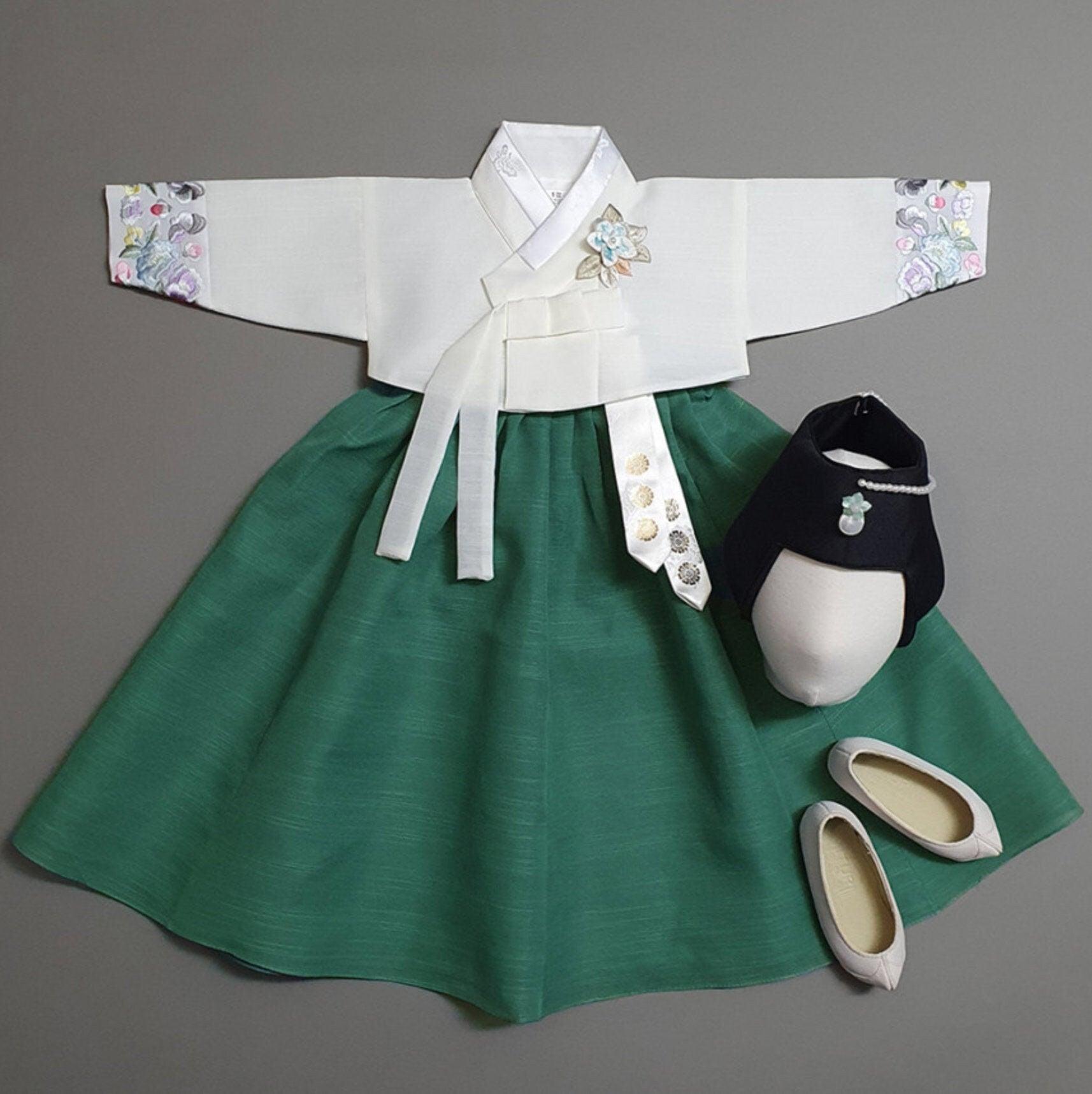 Yedong Embroidery Jeogori Green Girl Hanbok (100D-15YR) - Native Korean