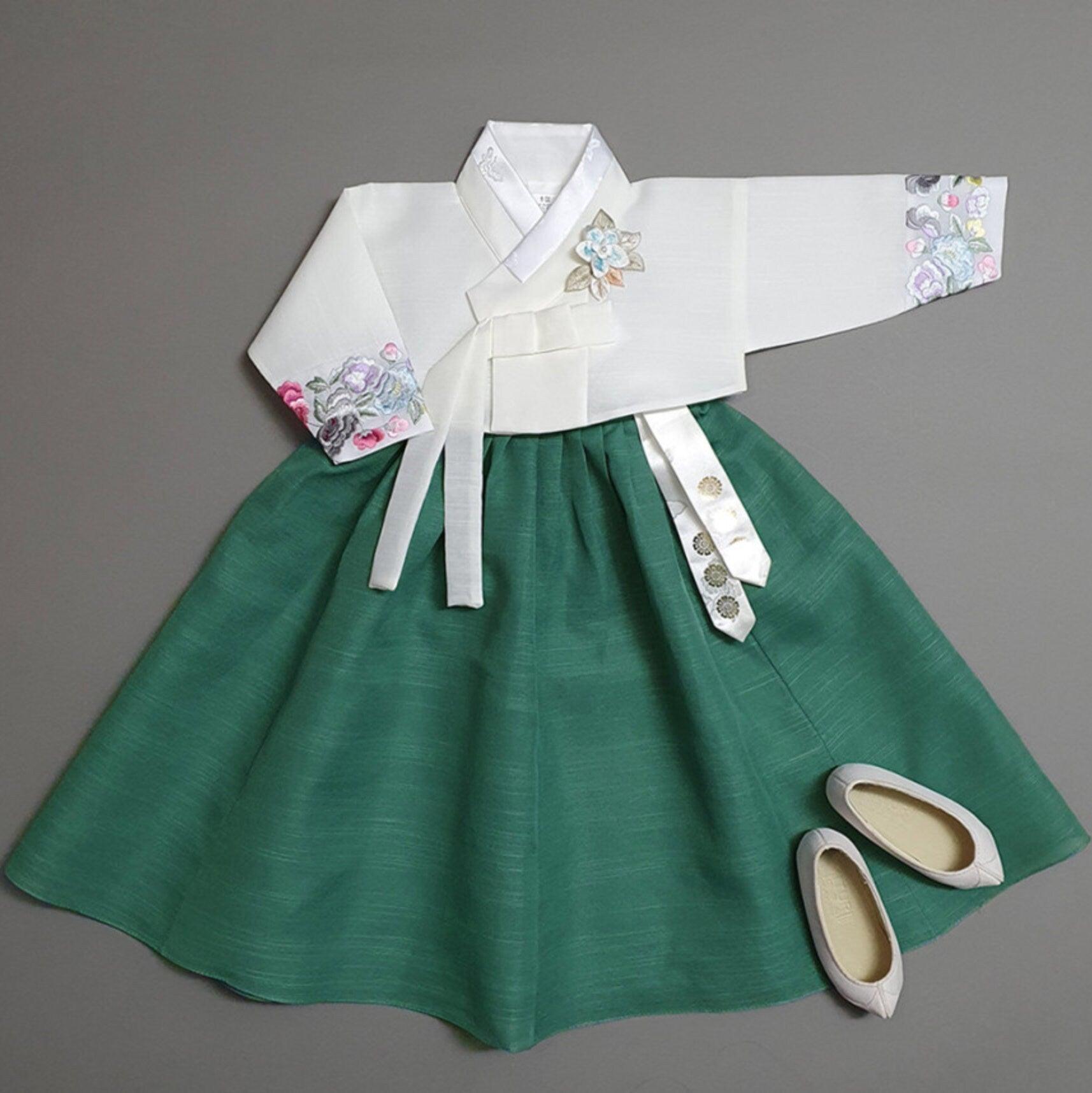 Yedong Embroidery Jeogori Green Girl Hanbok (100D-15YR) - Native Korean