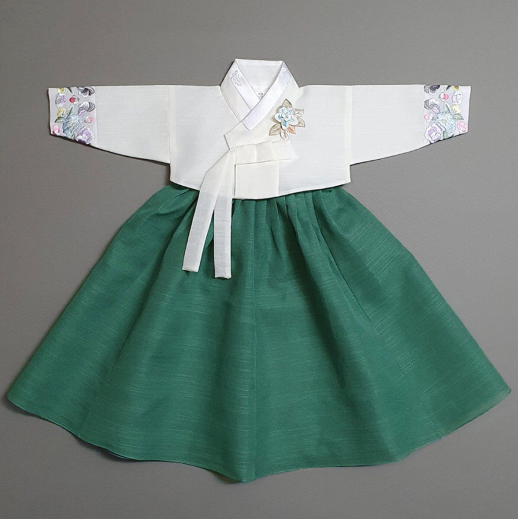 Yedong Embroidery Jeogori Green Girl Hanbok (100D-15YR) - Native Korean