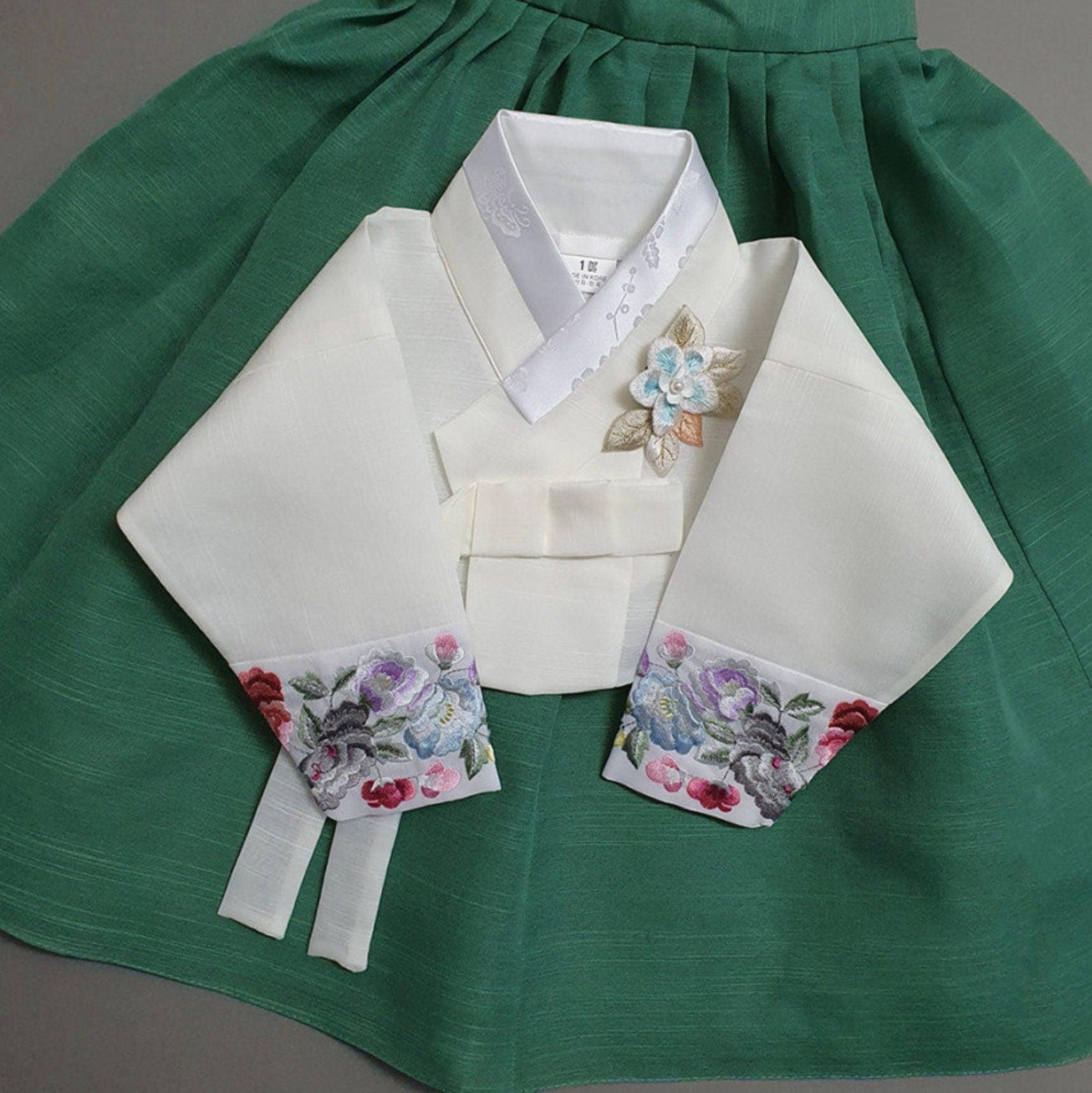 Yedong Embroidery Jeogori Green Girl Hanbok (100D-15YR) - Native Korean