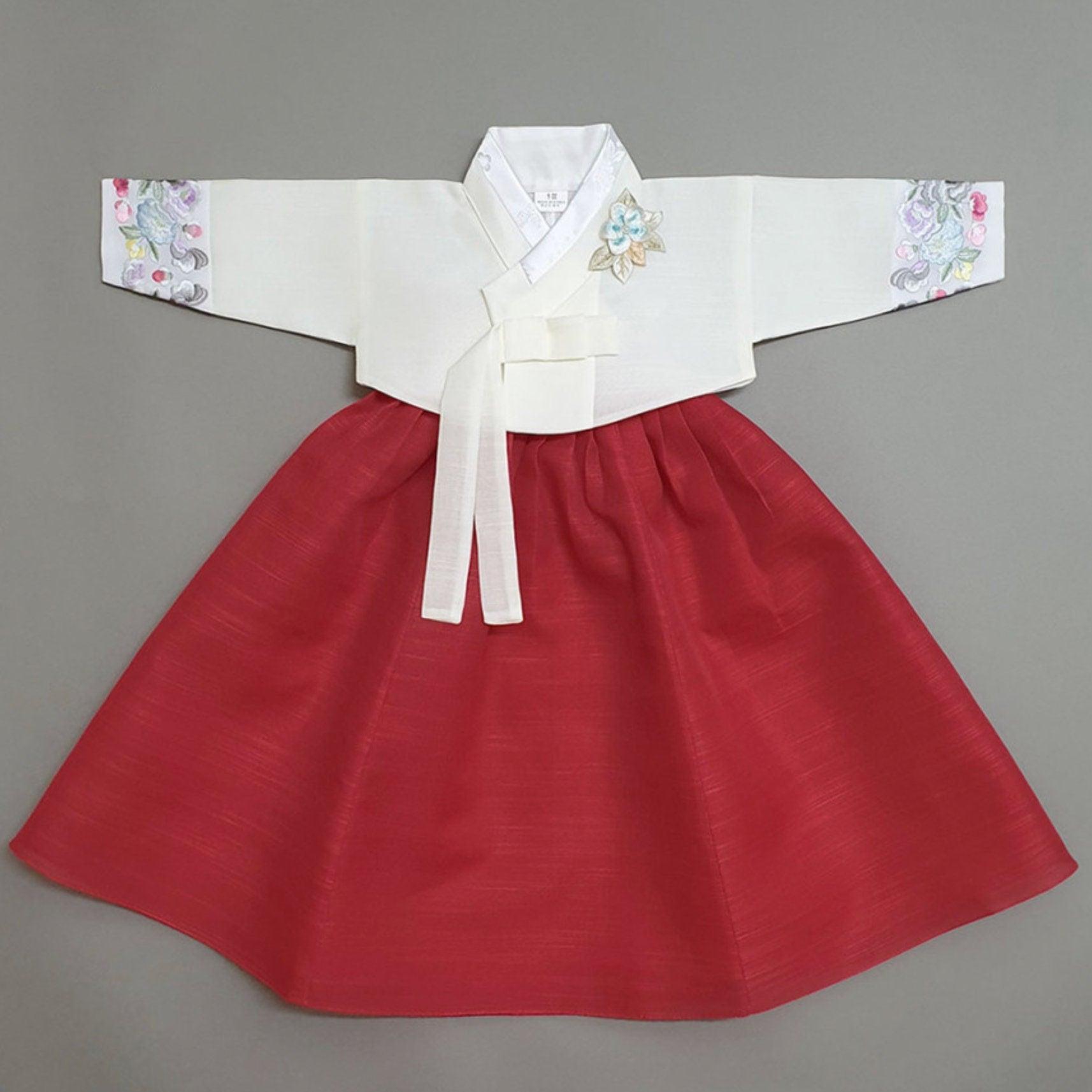 Yedong Embroidery Jeogori Red Girl Hanbok (100D-15YR) - Native Korean