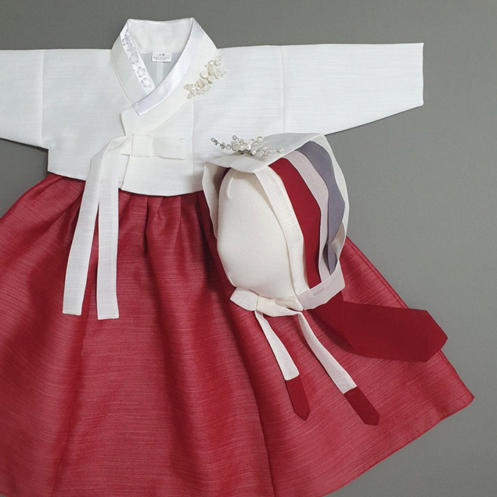 Yejin Ivory Jeogori Red Skirt Girl Hanbok (100D-8YR) - Native Korean