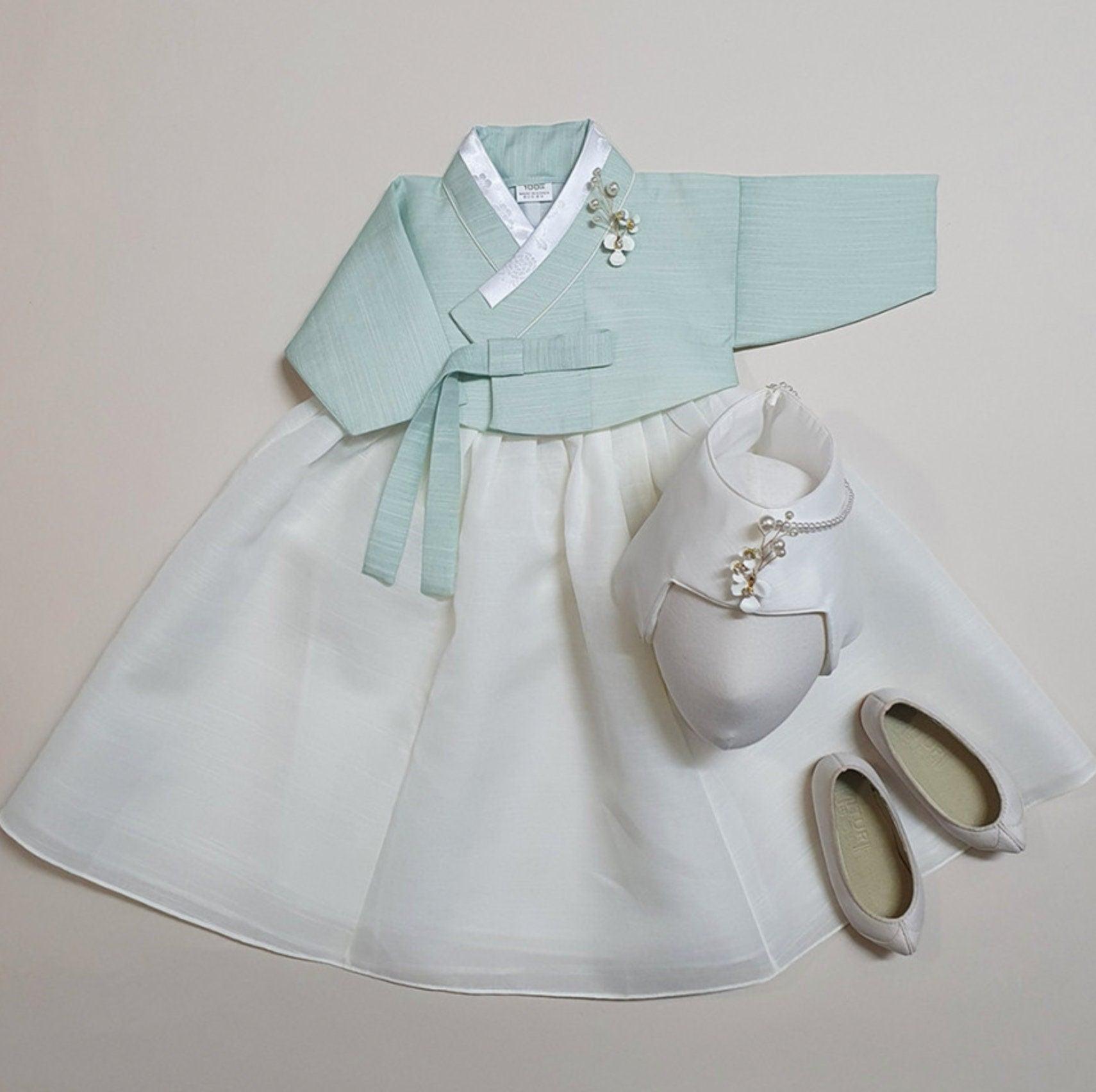 Yejin Lemon Mint Jeogori Girl Hanbok (100D-1YR) - Native Korean