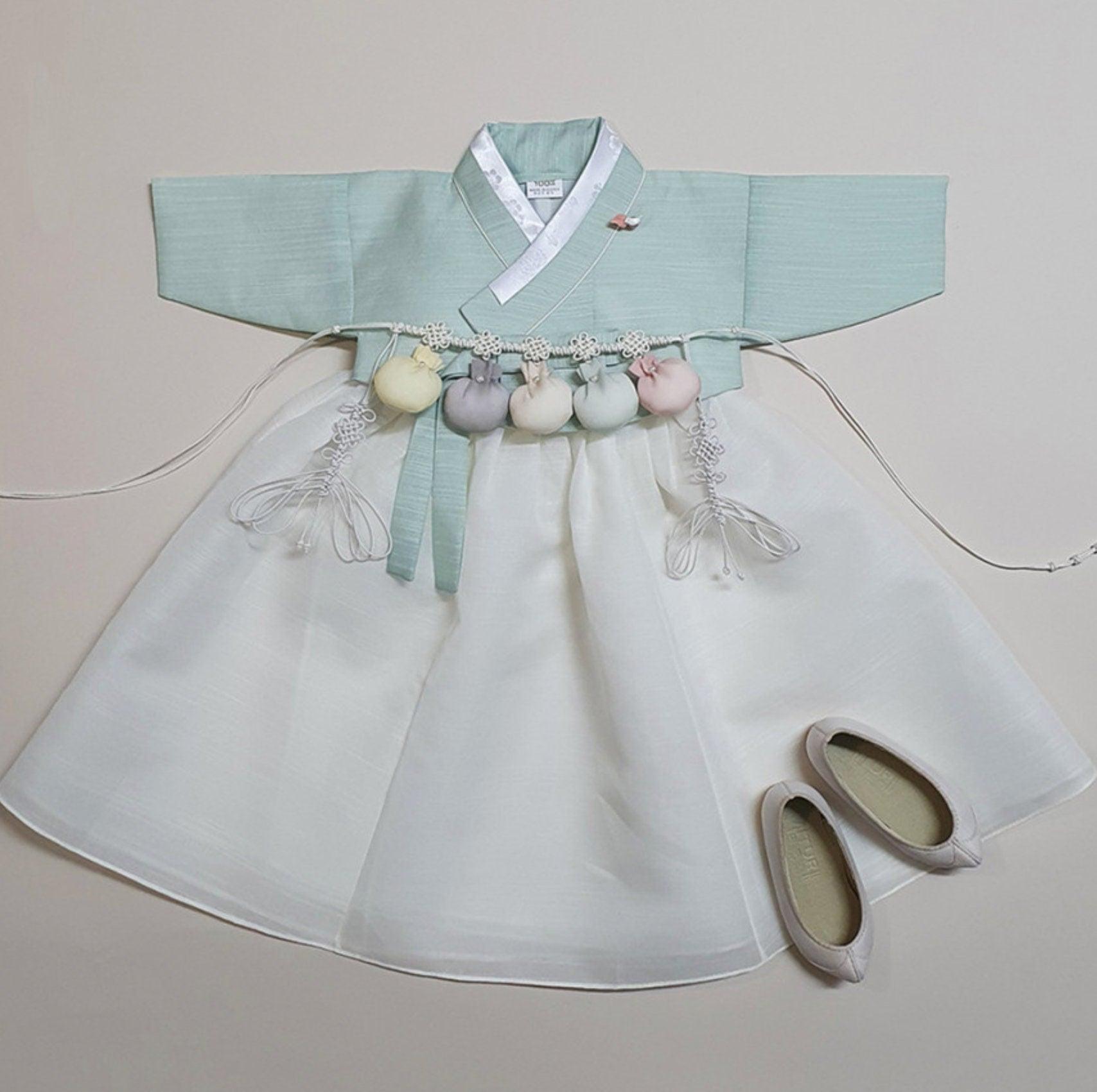 Yejin Lemon Mint Jeogori Girl Hanbok (100D-1YR) - Native Korean