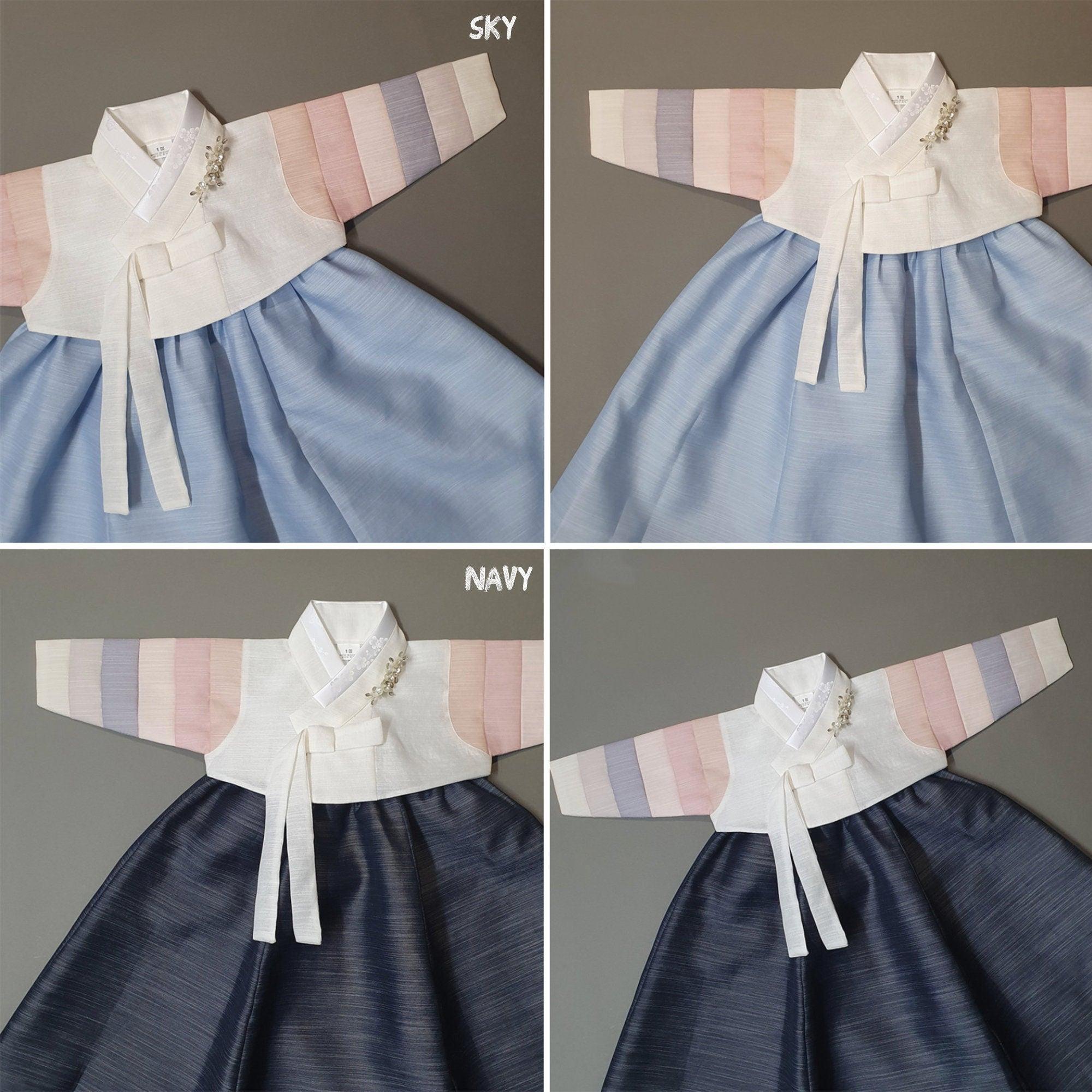 Yejin White Saekdong Jeogori-W/brooch 11 Colors Skirt Girl Hanbok (100D-8YR) - Native Korean