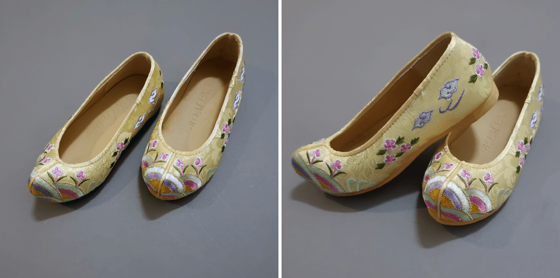 Yellow Floral Girl Hanbok Shoes (130~140mm) - Native Korean