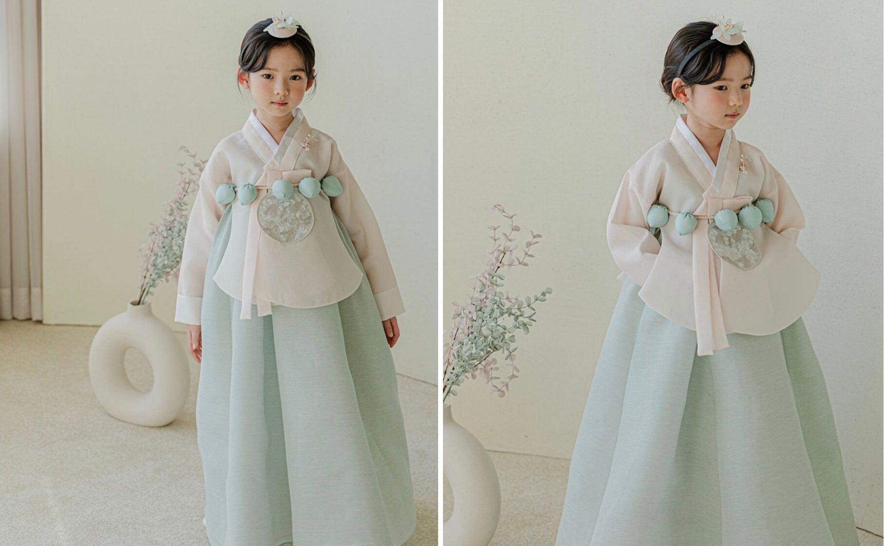 Yujin Dangui Green Girl Hanbok (100-15YR) - Native Korean