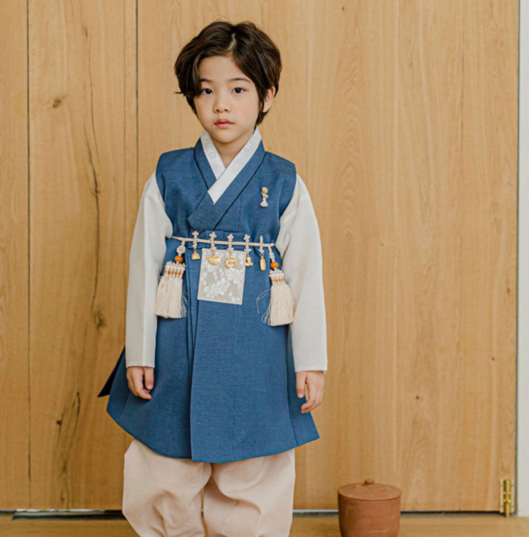 Yusin Blue Solid Boy Hanbok (100D-15YR) - Native Korean