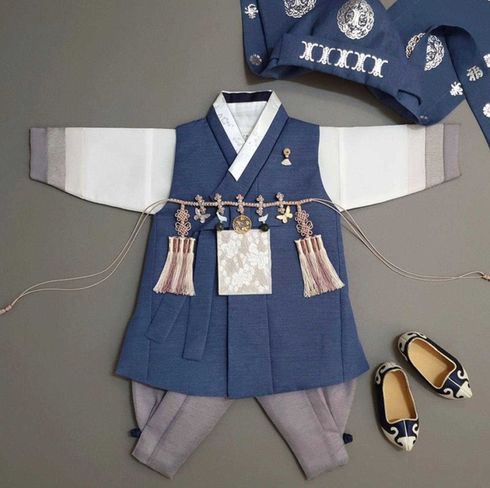 Yusin Blue Stripe Boy Hanbok (100D-15YR) - Native Korean