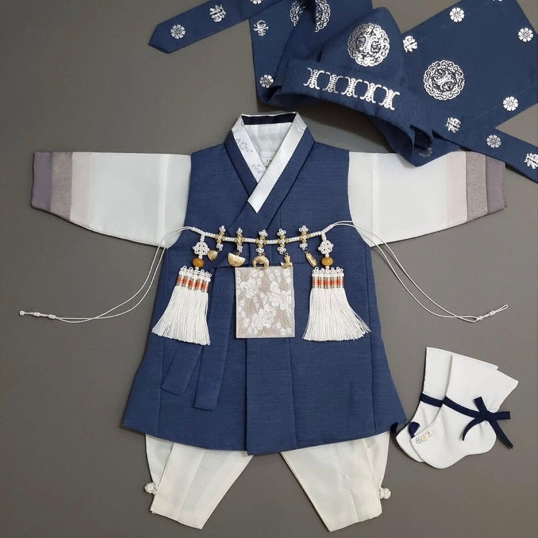 Yusin Blue Stripe Boy Hanbok (100D-15YR) - Native Korean