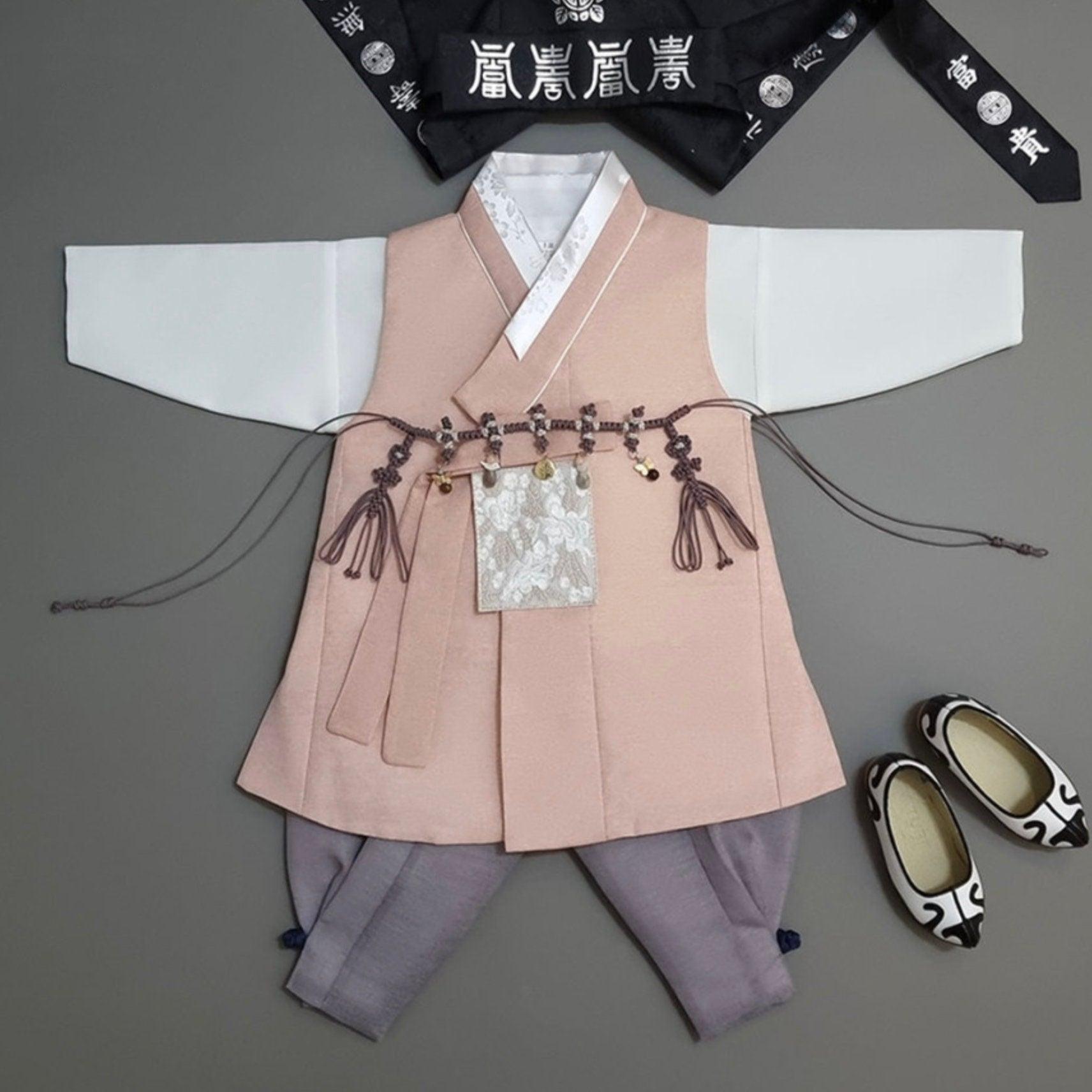 Yusin Coral Solid Boy Hanbok (100D-15YR) - Native Korean