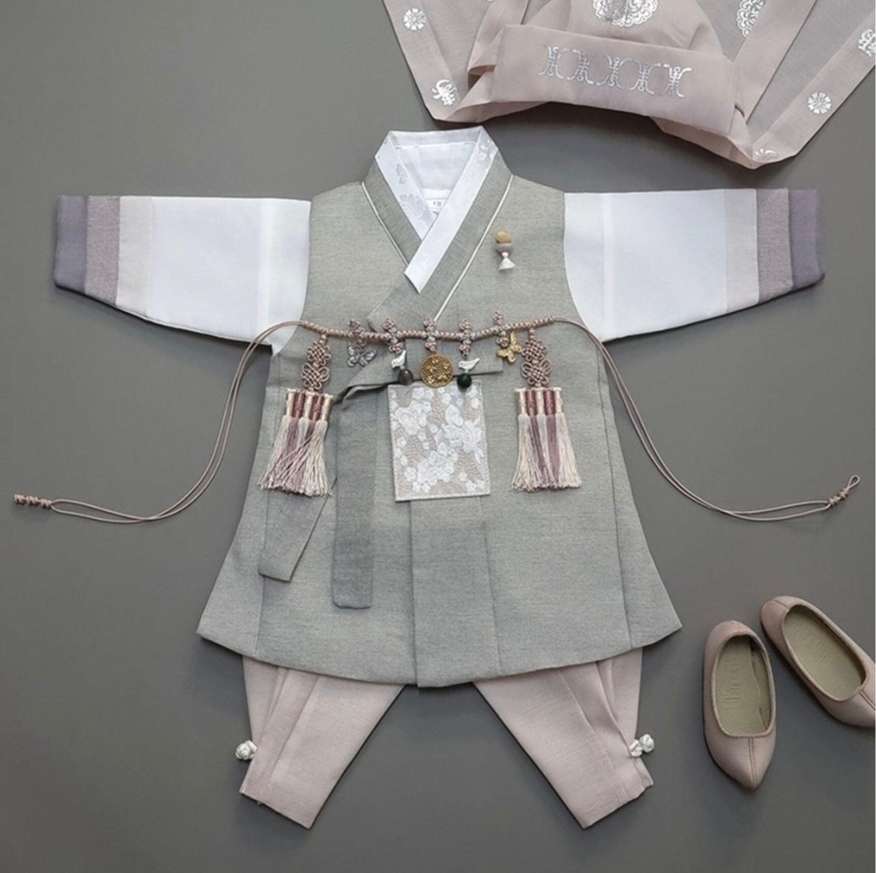 Yusin Khaki Stripe Boy Hanbok (100D-15YR) - Native Korean