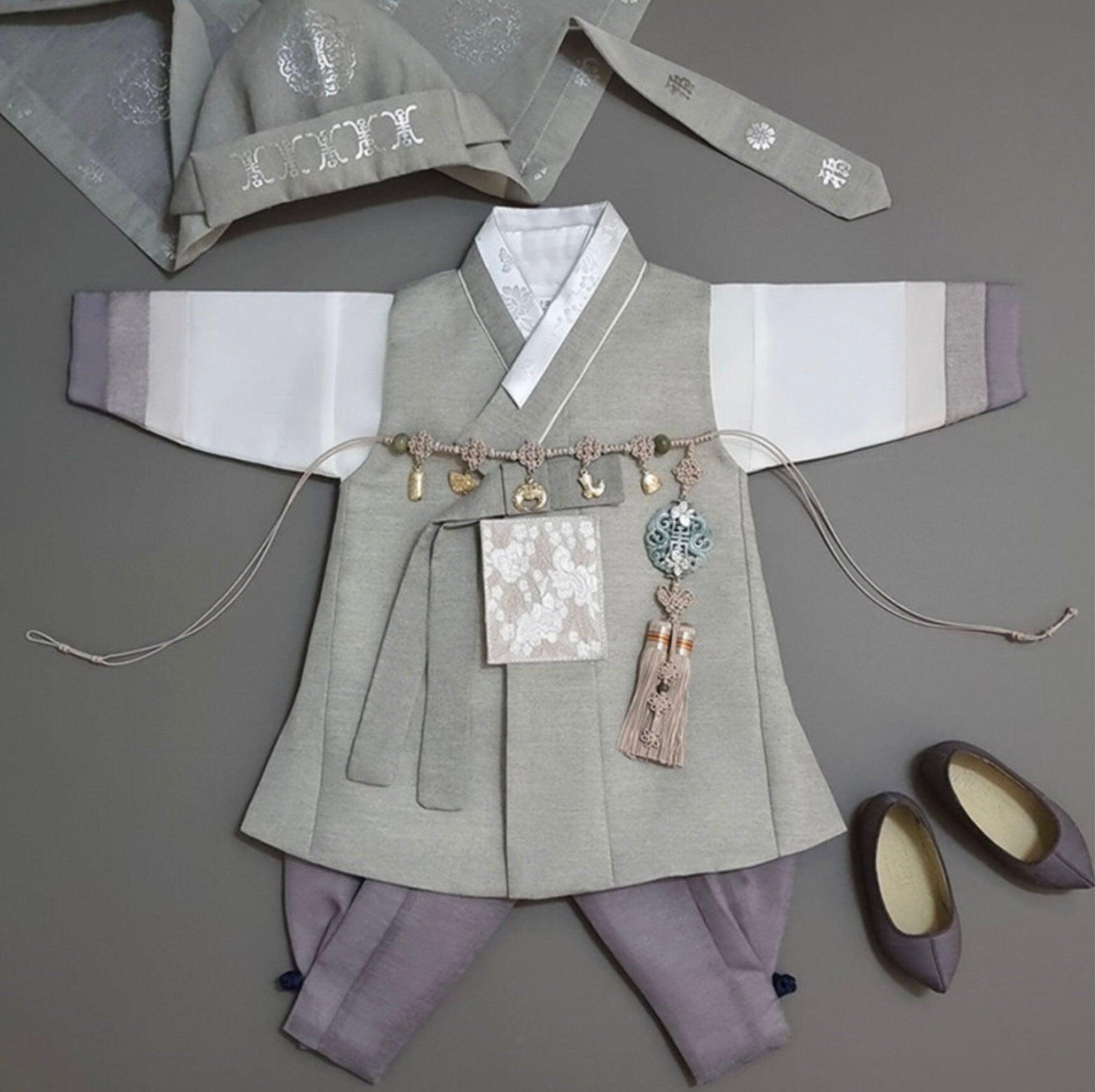 Yusin Khaki Stripe Boy Hanbok (100D-15YR) - Native Korean